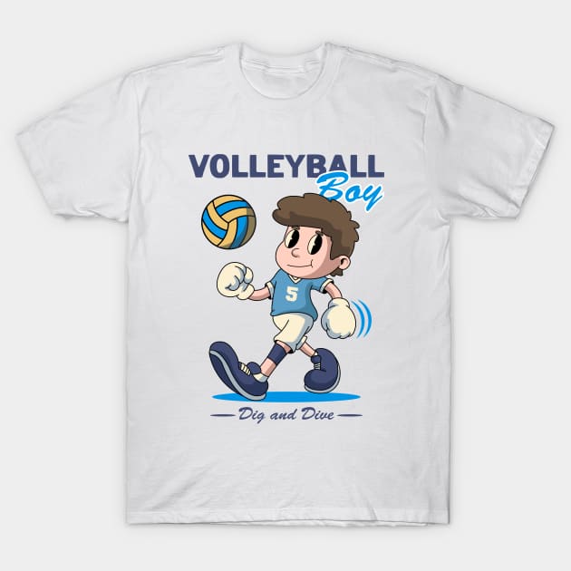 Funny Volleyball Boy T-Shirt by milatees